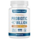 Probiotic 40 Billion CFU + Prebiotics | Guaranteed Potency Synbiotic Capsules | Patented Delay Release, Shelf Stable, No Refrigeration | For Women and Men Digestive Health Support Supplement* (60 ct.)