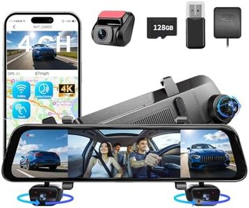 12" 4K Mirror Dash Cam with STARVIS 2 Sensor,View Rear Mirror Camera Fron and Rear Inside,Built-in 5.8G WiFi GPS, APP Control,Back up Camera for Cars,8 IR Night Vision Free 128G