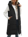 Oleda Puffer Vest Womens Long Down Quilted Vest Sleeveless Jacket for Women Hooded Thick Gilet Zip Up Coats with Pockets