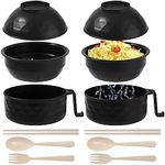 Lshfwn 2 Pack 33oz Ramen Bowl Set,Microwave Ramen Cooker with Chopsticks Spoons and Fork,Instant Noodles Bowls with Handles,Rapid and Quick Ramen Cooker for College Dorm Room Essentials