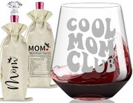 CLUSIVC Cool Mom Club Gifts for Mom - Cool Mom Wine Glass, Birthday Gifts from Daughter Son Kids, Cool Mom Club Birthday Wine Glass, Cool Mom Club Wine Glass