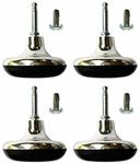 4 x Chrome Feet Leg Castors Gliders with Metal Inserts for Beds, Sofas, Footstools Furniture Glides Divan Bed Base Chair Wheels