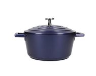 MasterClass Small Casserole Dish with Lid, 2.5L/20cm, Lightweight Cast Aluminium, Induction Hob and Oven Safe, Blue