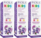 RADIUS Kids Super Duper Immunity Power Toothpaste 2.5 Oz - Super Duper Bubble Berry Mint - Pack of 3