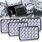 BLIAUTO 4x6 LED Headlights DOT Approved 4pcs Hi/Low Sealed Beam H6545 H4651 H4652 H4656 H4666 H4668 H4642 Rectangle Headlights for Kenworth T800 W900 Peterbilt 378 379 Chevrolet Blazer Truck Van