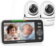 HelloBaby Baby Monitor with 2 Cameras and Night Vision, 5'' Split Screen Dual Baby Monitor with 30-Hour Battery, Pan-Tilt-Zoom Video Baby Monitors, No WiFi, ECO, 2-Way Audio, 8 Lullabies, 1000ft Range