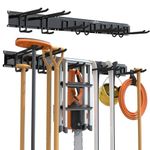 3-H Garage Tool Storage Rack 48 Inch 3 Metal Racks,14PC Garage Wall Hooks,Garden Tool Organizer for Hanging & Organizing Chair,Yard,Shovel, Rake,Broom,Trimmer,Hose.