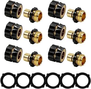 3/4 Inch Garden Hose Quick Connector, Male and Female Quick Connect Hose Fittings, Garden Quick Release Hose Adapter for Sprinklers and Pressure Washers (A-6Pcs)