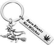 Gzrlyf Burn Blunts Not Witches Keychain Marijuana Gifts for Witches Smoking Weed Gifts (Keychain)