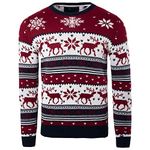 Soulstar Mens Christmas Jumper Xmas/Reindeer Stag Nordic Stag Festive Christmas Jumper/Cardigans/Roll Neck/Sweatshirt S - 3XL (Deer_Red, L)