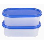 Cutting EDGE BPA-Free Plastic Air Tight Kitchen Storage Container Set for Rice, Dal, Atta, Flour, Cereals, Snacks, Stackable (2.2 Cup / 17.7 oz / 525ml) - Set of 2, Peppy Blue