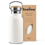 Bambaw 12 oz Water Bottle Insulated, White Water Bottle with Handle, Travel Water Bottle Stainless Steel, Insulated Water Bottle No Straw, Small Metal Water Bottle – Polar White