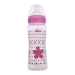 Chicco Well-Being Baby Feeding Bottle, 330ml, 4+ Months | Advanced Anti-Colic Nipple | Soft Silicon Teat | Wide Neck, Anti-Drip Bottle |BPA Free (Pink)