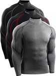 Neleus Men's 3 Pack Dry Fit Compression Long Sleeve Shirts,5059,Black(Grey Stripe)/Red Stripe/Grey,US L,EU XL