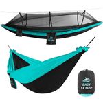 FE Active Outdoor Camping Hammock - Double Hammock for Adults. Removable Mosquito Net, Lightweight, Portable Hammock w Adjustable Straps for Travel, Camping, Backpacking | Designed in California, USA