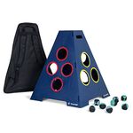 CALIBER GAMES - TowerBall Bundle - Backyard, Lawn, Beach & Tailgate Game - Great for All Ages & Group Sizes - Includes Collapsible Tower, 8 Balls (4 Green and 4 Blue), and a Premium Backpack