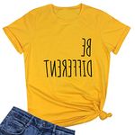 LOOKFACE Women Cute T Shirt Junior Tops Teen Girls Graphic Tees, Yellow, X-Large