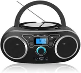 Portable CD Boombox with Bluetooth, FM Stereo Radio, USB Port, CD-R/CD-RW/MP3-CD Compatible, AUX Input, Headphone Jack, Programmable CD Player