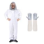 TONAHUTU Professional Bee Suit for Men Women, Beekeeping Suit Beekeeper Suit with Glove &Ventilated Hood, Multi-Size Bee Outfit for Backyard and Bee Keeper