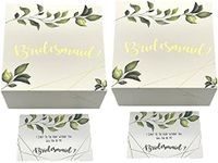 Set of 2 Bridesmaids Proposal Greenery Gift Boxes 8x8x4 in, with Gold Foil Letters & Matching Proposal Cards.(Bridesmaids, 2)