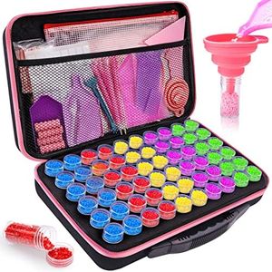 MUOIVG Contenedores de almacenamiento de pintura de diamante,60 ranuras para pintura de diamantes,Organizador de Pintura de Diamantes 5D,Bolsa EVA,Portátil,para Diamantes,Joyas,Manicura de Uñas
