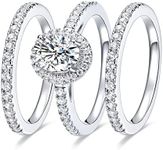 MDFUN Three-in-One Oval Halo Weddin