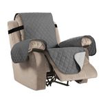 BellaHills Recliner Chair Cover Recliner Sofa Covers Water Resistant Recliner Covers Sofa Slipcovers for Cats Furniture Protector for Recliner Chair with Elastic Straps (Recliner,Charcoal Grey/Beige)
