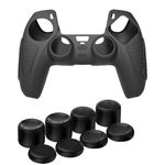 OIVO INDIA Black Controller Silicone Cover PS5 Controller Skin Anti Slip Protective Case Sleeve for Sony Playstation 5 DualSense Controller with 8pcs Black Thumb grips