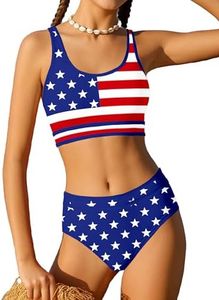 MIGU Girls 4th of July Swimsuit Size 14-16 Girl Patriotic American Flag Red White Blue Swimsuit 4th of July Bathing Suit