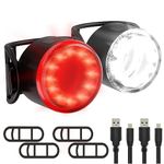 Hybrid LED Bike Lights Set - USB Rechargeable Bike Lights Kit - Bright Waterproof Bike Lights Front and Back for Bicycle - 6 Brightness Modes - Easy Mount Road and Mountain Bike Lights