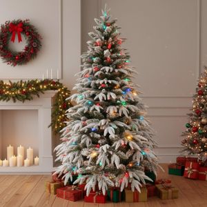 6ft Pre-Lit Christmas Tree – Multicolour Lights Holiday Decor