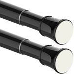 2PCS Extendable Curtain Poles Telescopic Spring Tension Rods No Drilling Curtain Rods Adjustable Poles for Wardrobe Window,Shower,Bedroom,Doorway(110-200CM/43.5-78Inch,Black)