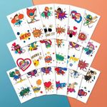 PapaKit Amazing Superheroes 36 Temporary Fake Tattoo Set, 18 Individually Wrapped Sheets | Kids Girls & Boys Birthday Party Favor Gift Supply