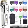Hatteker Mens Hair Clipper Beard Trimmer Hair Trimmer for Men Cordless Clippers Professional Barbers Grooming Kit IPX7 Waterproof, Rechargeable, Colorful Combs, Silver
