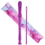 Czzmy Recorder Instrument for Beginner Kids Adults,8-Hole Soprano Descant Recorder Music Flute with with Cleaning Rod & Leather Case For School Student Home Entertainment(2-Purple Blue Splash-ink)