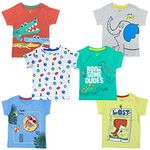 vCUTE THREADS Pack of 6 Baby Boys and Girls 100% Cotton Printed regular fit Tshirts with shoulder poppers (12 to 18 Months)