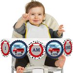 Big Dot of Happiness Fired Up Fire Truck 1rst Birthday Highchair Decor - I Am One - First Birthday High Chair Banner