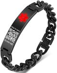 Theluckytag Upgraded Medical Bracelets Men Women with QR Code Medical Alert ID Bracelets - Titanium Steel Wristband Fits Wrists Up 8''-10'' - More Space Custom Emergency Medical ID Info, 7''-10'',