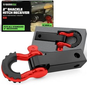 Rhino USA Shackle Hitch Receiver (Fits 2" Receivers) Best Towing Accessories for Trucks, Jeep, Toyota & More - Connect Your Rhino Tow Strap for Vehicle Recovery, Mounts to 2" Receiver Hitches (Red)