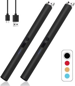 2 PCS Candle Lighter,Windproof Flameless Electric Lighter with LED Power Display ＆ Safety Switch, Upgraded Plasma USB Rechargeable Lighter for Birthday Camping BBQ (Black)