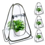 DEDU Pop Up Greenhouse Cover, Small Greenhouse Tent Clear Portable 27"X27"X31" with 4 Fixed Nails and Tools, 3 Pieces Mini Greenhouse Tent PVC Greenhouse Cover for Small Plants Outdoor & Indoor Use