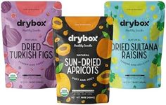 Drybox Dried Fruit Variety Pack Sun Dried Apricot, Fig, Raisin No Sugar Added Unsweetened Non GMO, Healthy Snacks Party Favors 1lb Per Pack, Pack of 3