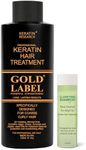 Keratin Hair Treatment Gold Label 120ml FORMALDEHYDE-FREE Professional Results Brazilians Blowout Hair Straightening Treatment with Clarifying Shampoo Enhanced Designed for Coarse Curly Hair