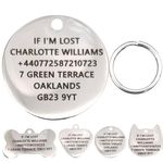 Personalised Engraved Pet ID Tags for Your Dog Or Cat - Multiple Shapes - in 2 Sizes (Round)