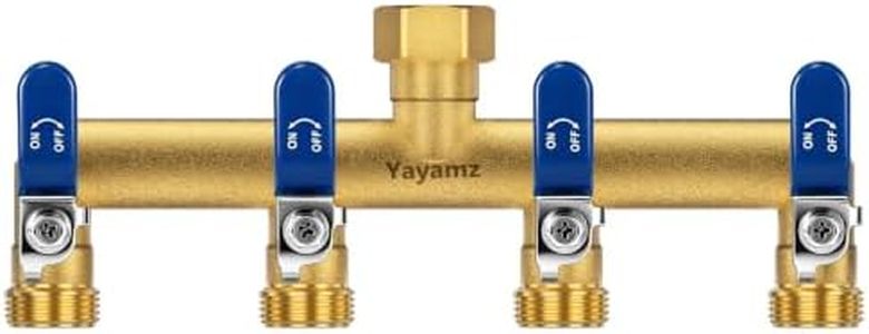 Yayamz 4 Way Garden Hose Splitter, 3/4" GHT Solid Brass Hose Splitter