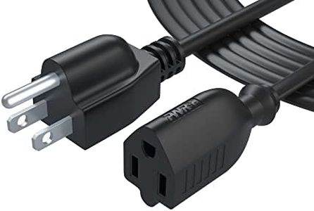 12Ft Power Extension Cord Cable Extender - 18AWG NEMA 5-15P to 5-15R Strip Liberator Charger Outlet Saver Extra Long 12FT