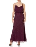 Adrianna Papell Women's Long Beaded Blouson Gown, Cassis, 4