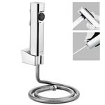 ALTON SHR20855 ABS Dual Flow Health Faucet with SS-304 Grade 1.25 Mtr. Flexible Hose Pipe and Wall Hook, Chrome | Jet Spray for Toilet