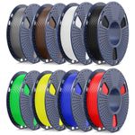 SUNLU PETG Filament 1.75mm Bundle, Individually Vacuum Packed 3D Printer Filament PETG, 8 Packs of 250g Spools, 2KG in Total, 8 Colors, Black+White+Grey+Klein Blue+Green+Yellow+Red+Coffee Brown