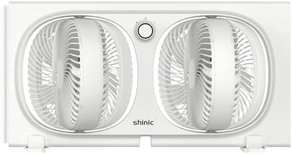 shinic 9" Twin Window Fan with 270° Rotatable Fans, 2-Speeds, Vertical Window Fan with Rigid & Accordion Expanders, Width Adjustable (21.65" To 33.27"), Ideal for Home, Kitchen, Bedroom, Office